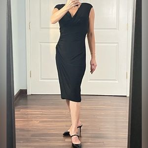 Lauren Ralph Lauren black draped midi dress size 2